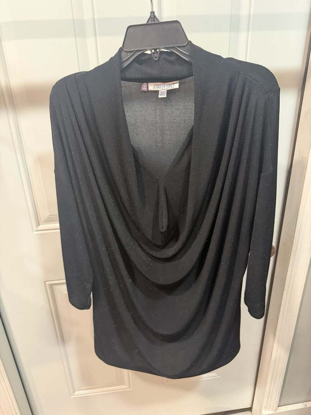 Jennifer Lopez Black Sparkle Blouse - Women's 1x